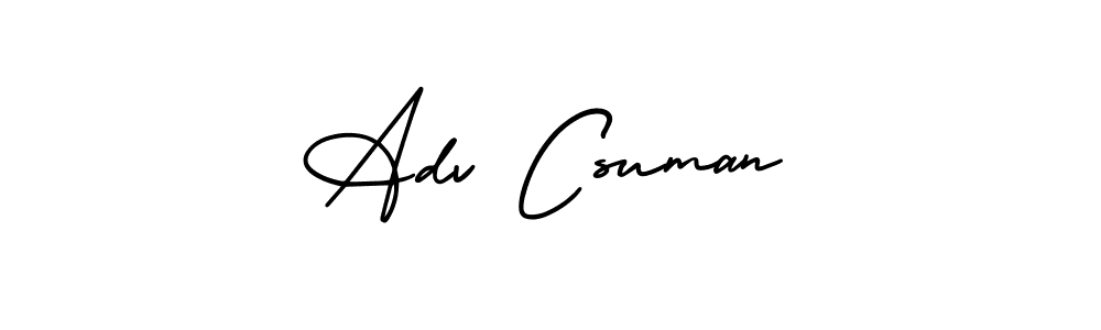 if you are searching for the best signature style for your name Adv Csuman. so please give up your signature search. here we have designed multiple signature styles  using AmerikaSignatureDemo-Regular. Adv Csuman signature style 3 images and pictures png