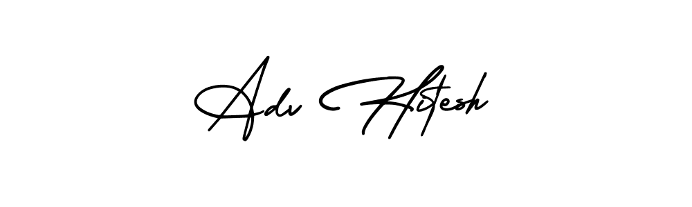 Similarly AmerikaSignatureDemo-Regular is the best handwritten signature design. Signature creator online .You can use it as an online autograph creator for name Adv Hitesh. Adv Hitesh signature style 3 images and pictures png