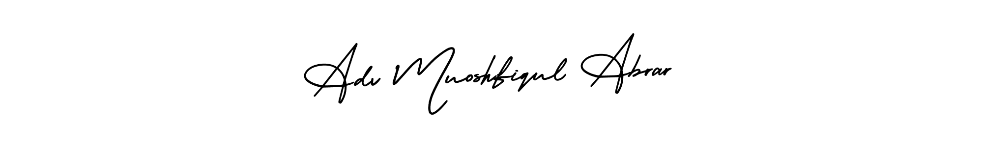 You can use this online signature creator to create a handwritten signature for the name Adv Muoshfiqul Abrar. This is the best online autograph maker. Adv Muoshfiqul Abrar signature style 3 images and pictures png