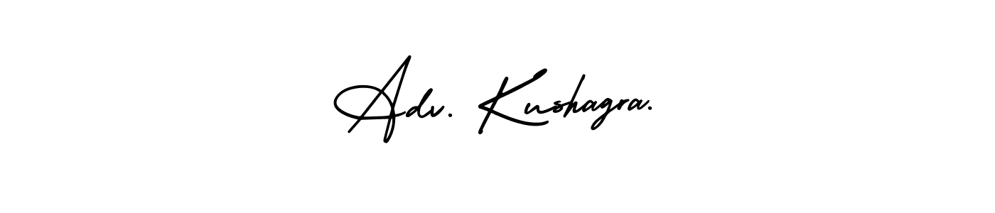 The best way (AmerikaSignatureDemo-Regular) to make a short signature is to pick only two or three words in your name. The name Adv. Kushagra. include a total of six letters. For converting this name. Adv. Kushagra. signature style 3 images and pictures png