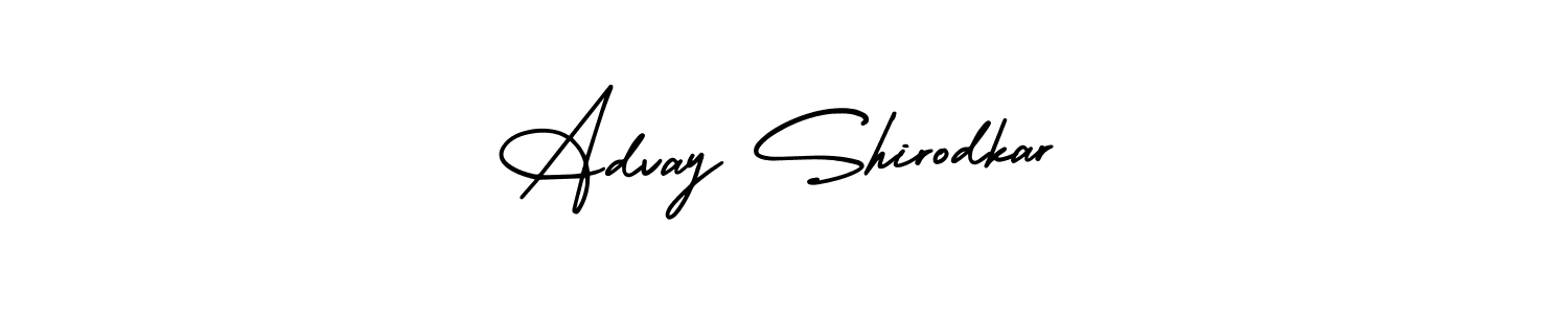 The best way (AmerikaSignatureDemo-Regular) to make a short signature is to pick only two or three words in your name. The name Advay Shirodkar include a total of six letters. For converting this name. Advay Shirodkar signature style 3 images and pictures png