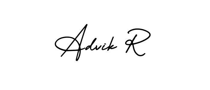 Use a signature maker to create a handwritten signature online. With this signature software, you can design (AmerikaSignatureDemo-Regular) your own signature for name Advik R. Advik R signature style 3 images and pictures png