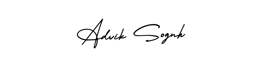 Similarly AmerikaSignatureDemo-Regular is the best handwritten signature design. Signature creator online .You can use it as an online autograph creator for name Advik Sognh. Advik Sognh signature style 3 images and pictures png