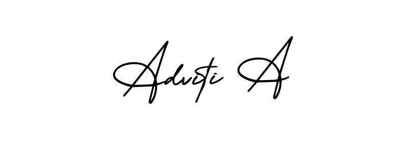 The best way (AmerikaSignatureDemo-Regular) to make a short signature is to pick only two or three words in your name. The name Adviti A include a total of six letters. For converting this name. Adviti A signature style 3 images and pictures png