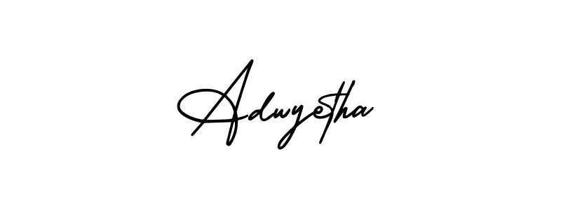 How to make Adwyetha name signature. Use AmerikaSignatureDemo-Regular style for creating short signs online. This is the latest handwritten sign. Adwyetha signature style 3 images and pictures png