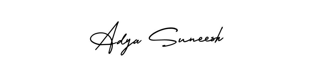 Make a short Adya Suneesh signature style. Manage your documents anywhere anytime using AmerikaSignatureDemo-Regular. Create and add eSignatures, submit forms, share and send files easily. Adya Suneesh signature style 3 images and pictures png