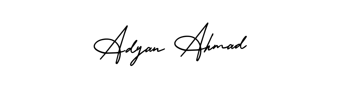 You should practise on your own different ways (AmerikaSignatureDemo-Regular) to write your name (Adyan Ahmad) in signature. don't let someone else do it for you. Adyan Ahmad signature style 3 images and pictures png