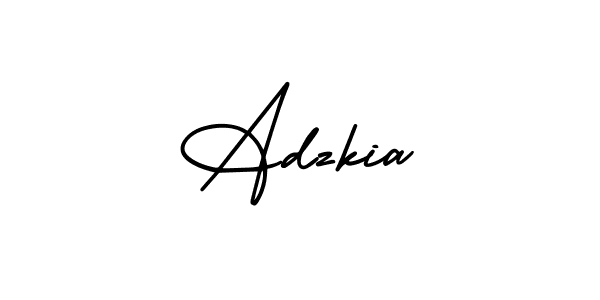 The best way (AmerikaSignatureDemo-Regular) to make a short signature is to pick only two or three words in your name. The name Adzkia include a total of six letters. For converting this name. Adzkia signature style 3 images and pictures png