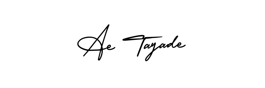 You should practise on your own different ways (AmerikaSignatureDemo-Regular) to write your name (Ae Tayade) in signature. don't let someone else do it for you. Ae Tayade signature style 3 images and pictures png