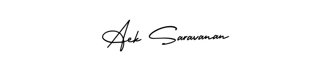 Aek Saravanan stylish signature style. Best Handwritten Sign (AmerikaSignatureDemo-Regular) for my name. Handwritten Signature Collection Ideas for my name Aek Saravanan. Aek Saravanan signature style 3 images and pictures png