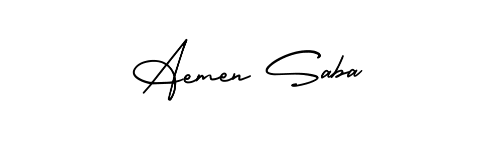 See photos of Aemen Saba official signature by Spectra . Check more albums & portfolios. Read reviews & check more about AmerikaSignatureDemo-Regular font. Aemen Saba signature style 3 images and pictures png