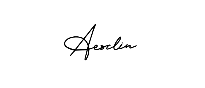 The best way (AmerikaSignatureDemo-Regular) to make a short signature is to pick only two or three words in your name. The name Aesclin include a total of six letters. For converting this name. Aesclin signature style 3 images and pictures png