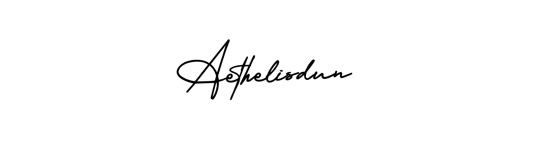 You should practise on your own different ways (AmerikaSignatureDemo-Regular) to write your name (Aethelisdun) in signature. don't let someone else do it for you. Aethelisdun signature style 3 images and pictures png