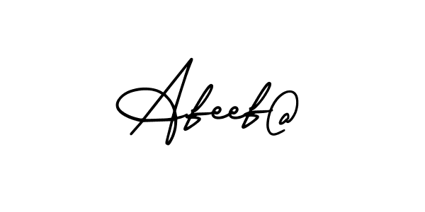 Use a signature maker to create a handwritten signature online. With this signature software, you can design (AmerikaSignatureDemo-Regular) your own signature for name Afeef@. Afeef@ signature style 3 images and pictures png