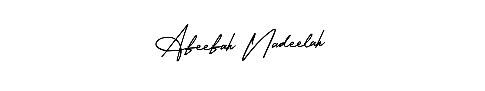 if you are searching for the best signature style for your name Afeefah Nadeelah. so please give up your signature search. here we have designed multiple signature styles  using AmerikaSignatureDemo-Regular. Afeefah Nadeelah signature style 3 images and pictures png