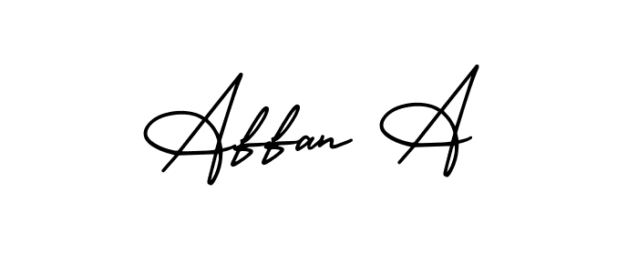 How to make Affan A name signature. Use AmerikaSignatureDemo-Regular style for creating short signs online. This is the latest handwritten sign. Affan A signature style 3 images and pictures png