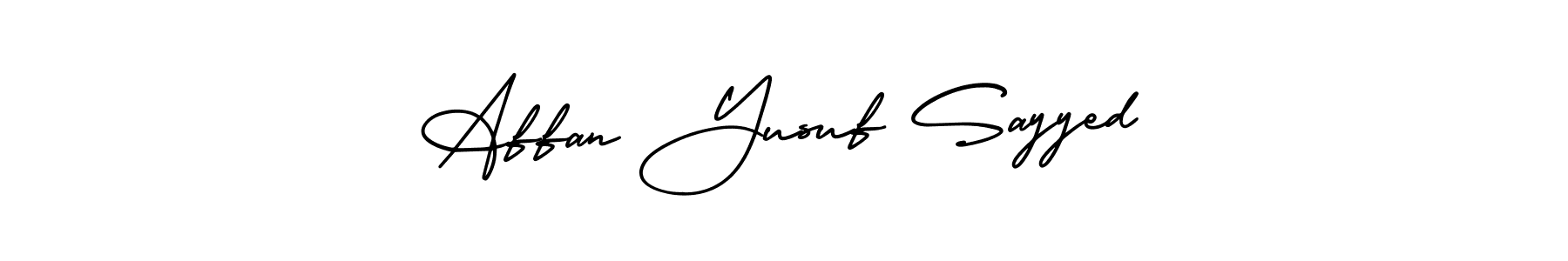 Make a short Affan Yusuf Sayyed signature style. Manage your documents anywhere anytime using AmerikaSignatureDemo-Regular. Create and add eSignatures, submit forms, share and send files easily. Affan Yusuf Sayyed signature style 3 images and pictures png