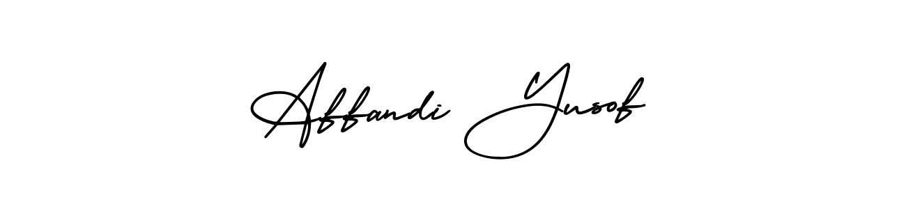 You should practise on your own different ways (AmerikaSignatureDemo-Regular) to write your name (Affandi Yusof) in signature. don't let someone else do it for you. Affandi Yusof signature style 3 images and pictures png