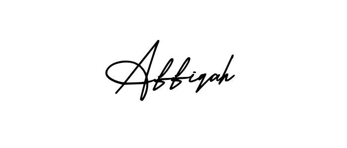 You should practise on your own different ways (AmerikaSignatureDemo-Regular) to write your name (Affiqah) in signature. don't let someone else do it for you. Affiqah signature style 3 images and pictures png