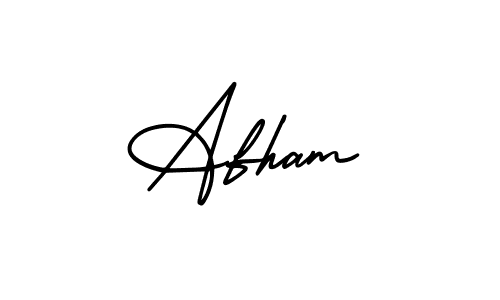 Use a signature maker to create a handwritten signature online. With this signature software, you can design (AmerikaSignatureDemo-Regular) your own signature for name Afham. Afham signature style 3 images and pictures png