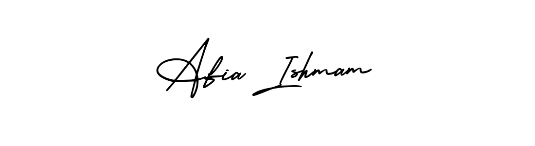 The best way (AmerikaSignatureDemo-Regular) to make a short signature is to pick only two or three words in your name. The name Afia Ishmam include a total of six letters. For converting this name. Afia Ishmam signature style 3 images and pictures png