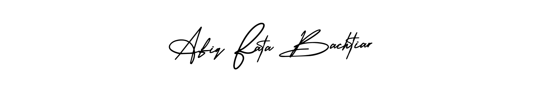 This is the best signature style for the Afiq Fata Bachtiar name. Also you like these signature font (AmerikaSignatureDemo-Regular). Mix name signature. Afiq Fata Bachtiar signature style 3 images and pictures png