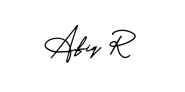 You should practise on your own different ways (AmerikaSignatureDemo-Regular) to write your name (Afiq R) in signature. don't let someone else do it for you. Afiq R signature style 3 images and pictures png
