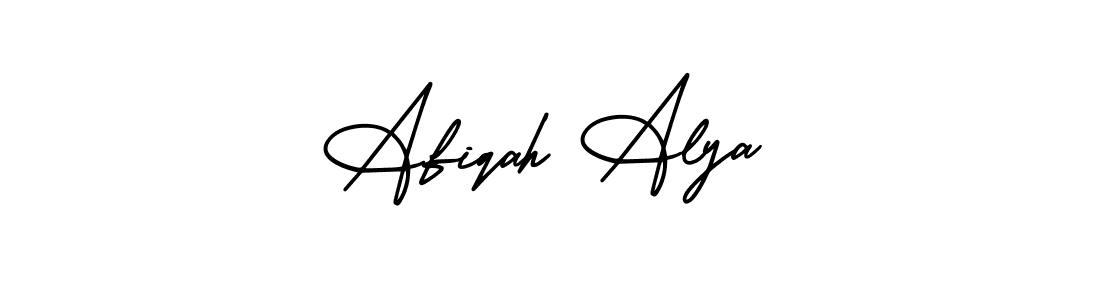 How to make Afiqah Alya name signature. Use AmerikaSignatureDemo-Regular style for creating short signs online. This is the latest handwritten sign. Afiqah Alya signature style 3 images and pictures png