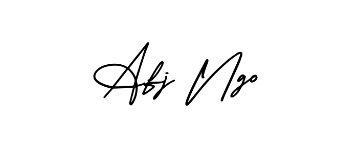 The best way (AmerikaSignatureDemo-Regular) to make a short signature is to pick only two or three words in your name. The name Afj Ngo include a total of six letters. For converting this name. Afj Ngo signature style 3 images and pictures png