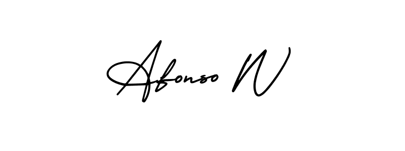 You should practise on your own different ways (AmerikaSignatureDemo-Regular) to write your name (Afonso W) in signature. don't let someone else do it for you. Afonso W signature style 3 images and pictures png