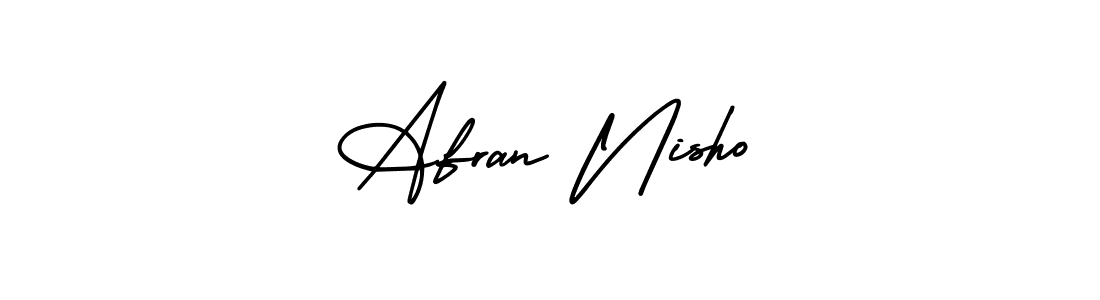 The best way (AmerikaSignatureDemo-Regular) to make a short signature is to pick only two or three words in your name. The name Afran Nisho include a total of six letters. For converting this name. Afran Nisho signature style 3 images and pictures png