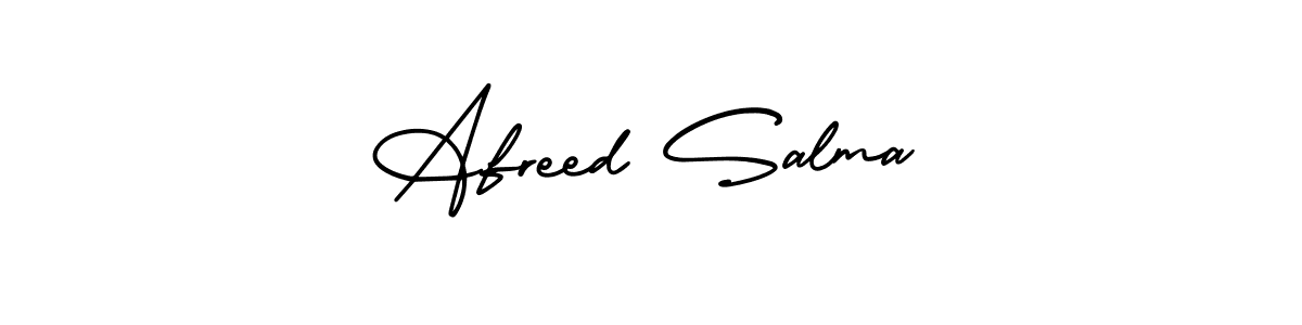 This is the best signature style for the Afreed Salma name. Also you like these signature font (AmerikaSignatureDemo-Regular). Mix name signature. Afreed Salma signature style 3 images and pictures png