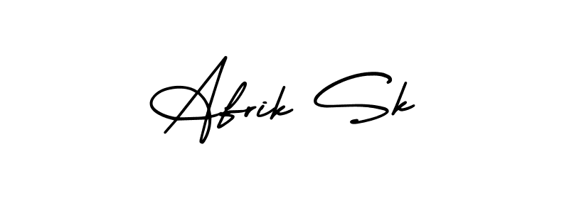 You should practise on your own different ways (AmerikaSignatureDemo-Regular) to write your name (Afrik Sk) in signature. don't let someone else do it for you. Afrik Sk signature style 3 images and pictures png
