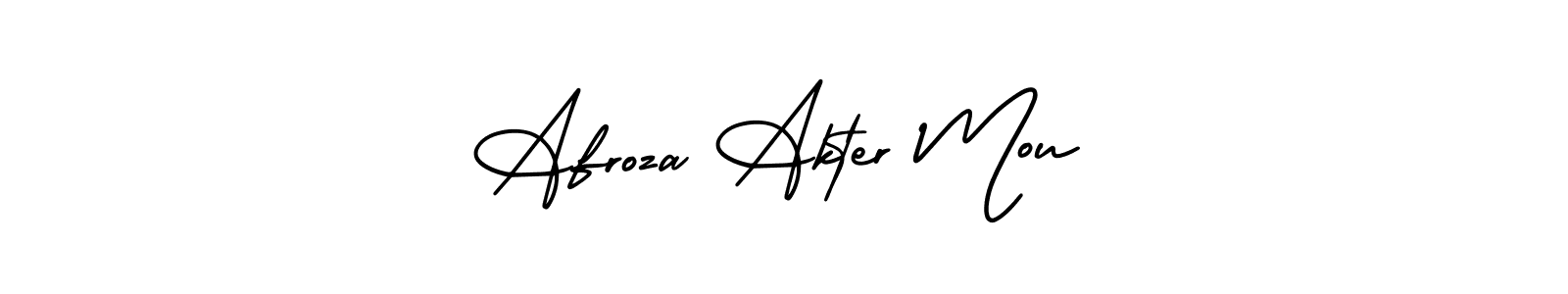 The best way (AmerikaSignatureDemo-Regular) to make a short signature is to pick only two or three words in your name. The name Afroza Akter Mou include a total of six letters. For converting this name. Afroza Akter Mou signature style 3 images and pictures png