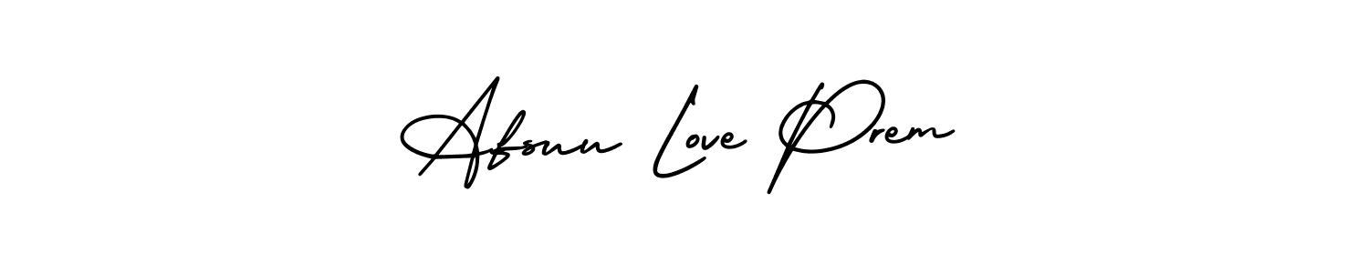 The best way (AmerikaSignatureDemo-Regular) to make a short signature is to pick only two or three words in your name. The name Afsuu Love Prem include a total of six letters. For converting this name. Afsuu Love Prem signature style 3 images and pictures png