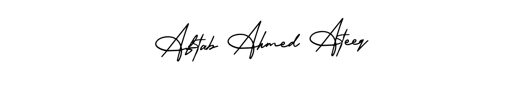 Similarly AmerikaSignatureDemo-Regular is the best handwritten signature design. Signature creator online .You can use it as an online autograph creator for name Aftab Ahmed Ateeq. Aftab Ahmed Ateeq signature style 3 images and pictures png