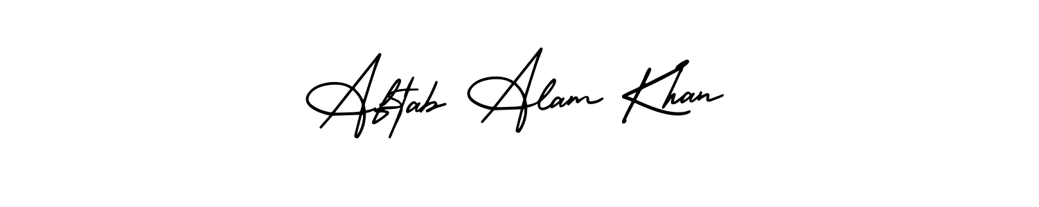 This is the best signature style for the Aftab Alam Khan name. Also you like these signature font (AmerikaSignatureDemo-Regular). Mix name signature. Aftab Alam Khan signature style 3 images and pictures png