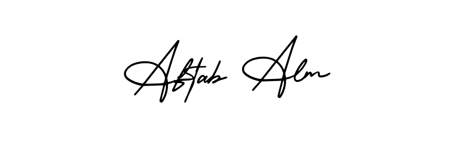 Use a signature maker to create a handwritten signature online. With this signature software, you can design (AmerikaSignatureDemo-Regular) your own signature for name Aftab Alm. Aftab Alm signature style 3 images and pictures png