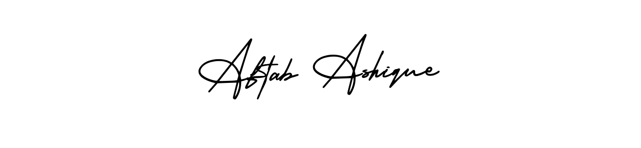 The best way (AmerikaSignatureDemo-Regular) to make a short signature is to pick only two or three words in your name. The name Aftab Ashique include a total of six letters. For converting this name. Aftab Ashique signature style 3 images and pictures png
