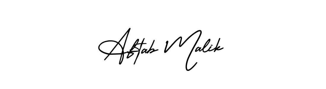 This is the best signature style for the Aftab Malik name. Also you like these signature font (AmerikaSignatureDemo-Regular). Mix name signature. Aftab Malik signature style 3 images and pictures png