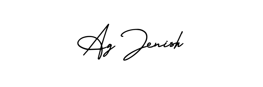 You should practise on your own different ways (AmerikaSignatureDemo-Regular) to write your name (Ag Jenish) in signature. don't let someone else do it for you. Ag Jenish signature style 3 images and pictures png