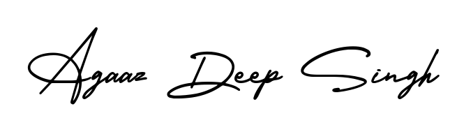 A modern signature idea for name Agaaz Deep Singh using AmerikaSignatureDemo-Regular font. Clean strokes and elegant curves make it stand out instantly. Agaaz Deep Singh signature style 3 images and pictures png