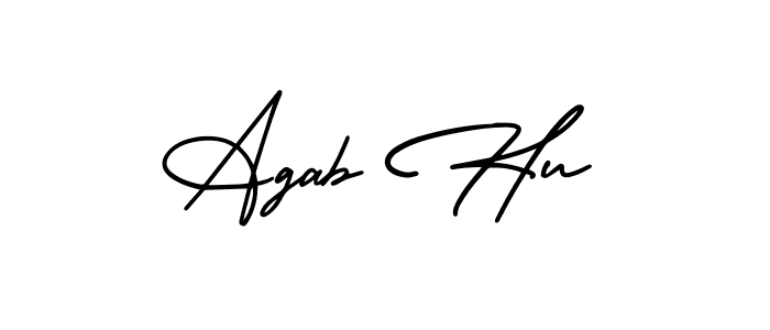 The best way (AmerikaSignatureDemo-Regular) to make a short signature is to pick only two or three words in your name. The name Agab Hu include a total of six letters. For converting this name. Agab Hu signature style 3 images and pictures png