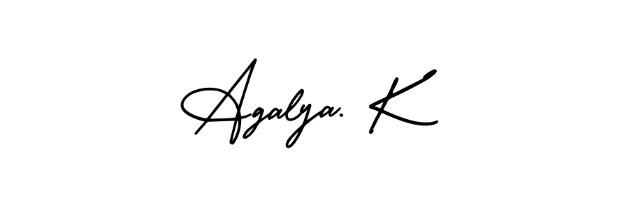 How to make Agalya. K name signature. Use AmerikaSignatureDemo-Regular style for creating short signs online. This is the latest handwritten sign. Agalya. K signature style 3 images and pictures png