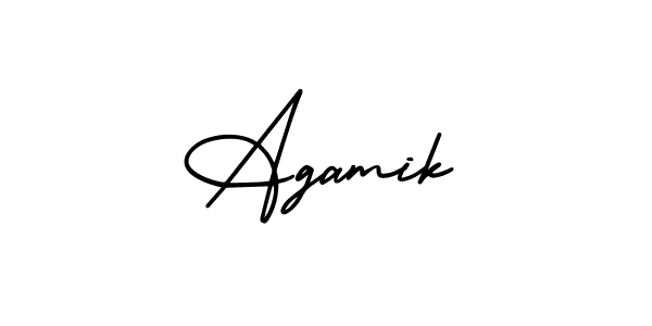 You should practise on your own different ways (AmerikaSignatureDemo-Regular) to write your name (Agamik) in signature. don't let someone else do it for you. Agamik signature style 3 images and pictures png