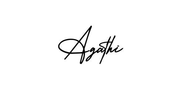 How to make Agathi name signature. Use AmerikaSignatureDemo-Regular style for creating short signs online. This is the latest handwritten sign. Agathi signature style 3 images and pictures png