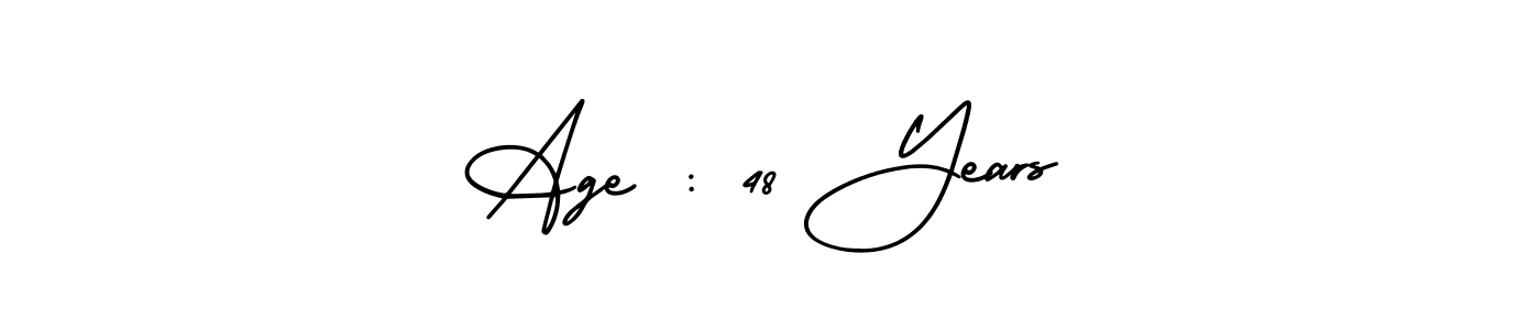 Design your own signature with our free online signature maker. With this signature software, you can create a handwritten (AmerikaSignatureDemo-Regular) signature for name Age : 48 Years. Age : 48 Years signature style 3 images and pictures png