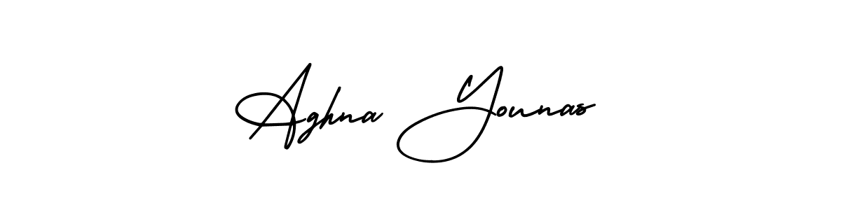 How to make Aghna Younas name signature. Use AmerikaSignatureDemo-Regular style for creating short signs online. This is the latest handwritten sign. Aghna Younas signature style 3 images and pictures png