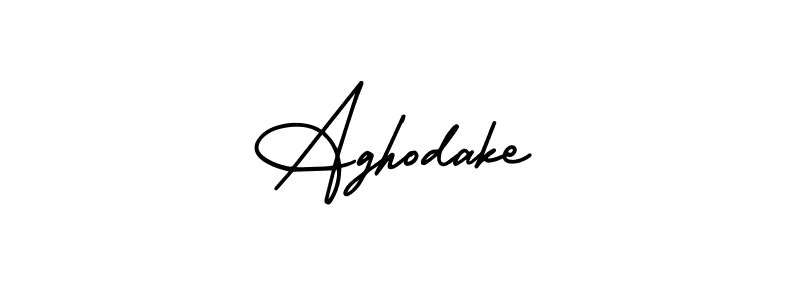 You should practise on your own different ways (AmerikaSignatureDemo-Regular) to write your name (Aghodake) in signature. don't let someone else do it for you. Aghodake signature style 3 images and pictures png