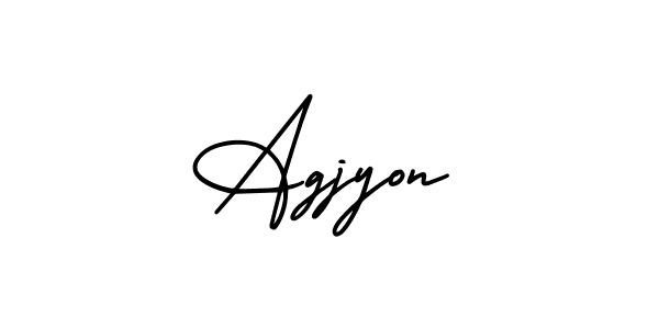 You should practise on your own different ways (AmerikaSignatureDemo-Regular) to write your name (Agjyon) in signature. don't let someone else do it for you. Agjyon signature style 3 images and pictures png